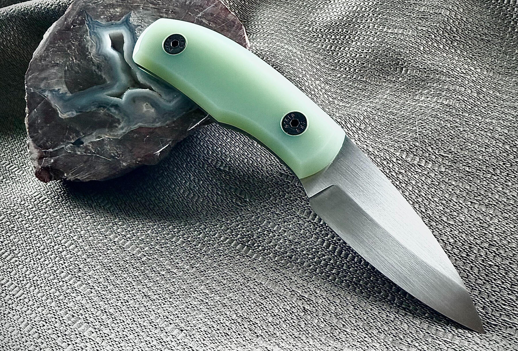 AEB-L stainless steel, Sabre Grind, Jade G-10 handle, Kydex Sheath with pocket clip $280